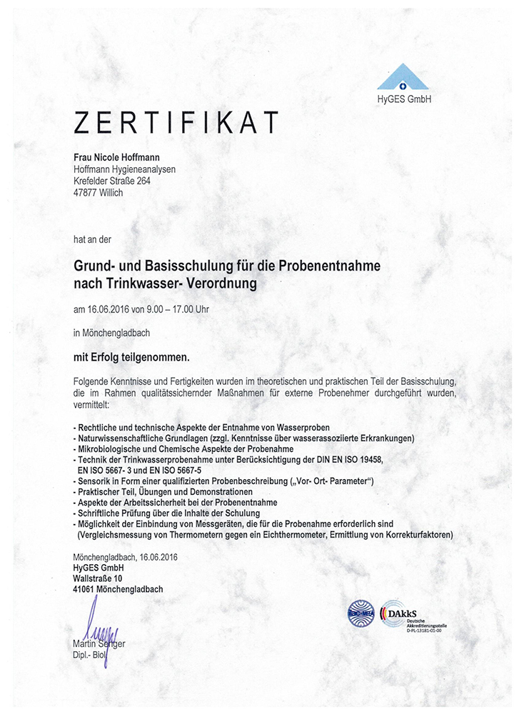probenentnahme nach trinkwasserverordnung
